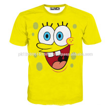 t-shirt en coton imprimé personnage de dessin animé jaune bob l&#39;éponge